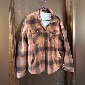Aeropostale Brown and Pink Plaid Jacket XL